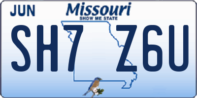 MO license plate SH7Z6U