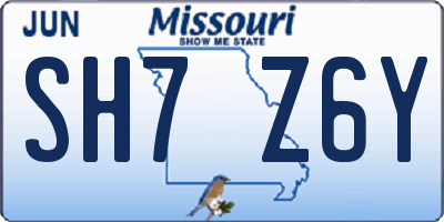 MO license plate SH7Z6Y