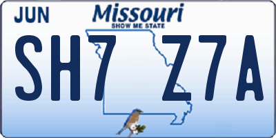 MO license plate SH7Z7A