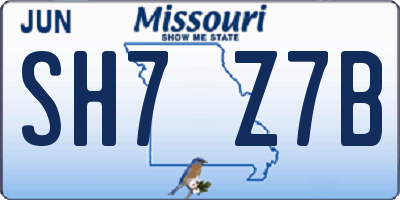 MO license plate SH7Z7B