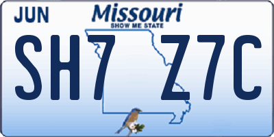MO license plate SH7Z7C