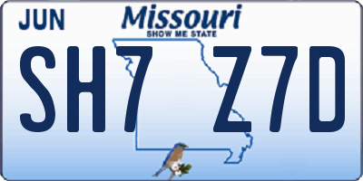 MO license plate SH7Z7D