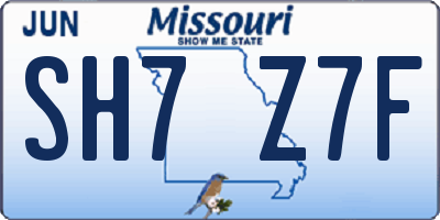 MO license plate SH7Z7F