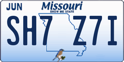 MO license plate SH7Z7I
