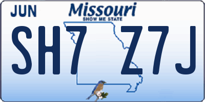 MO license plate SH7Z7J