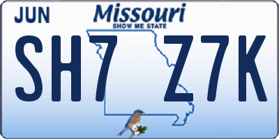 MO license plate SH7Z7K