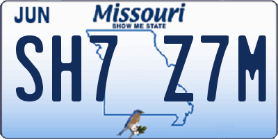 MO license plate SH7Z7M