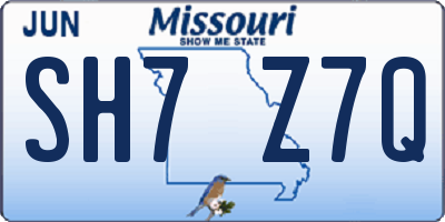 MO license plate SH7Z7Q