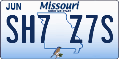MO license plate SH7Z7S
