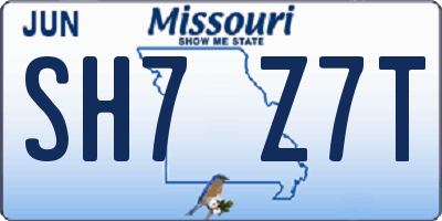 MO license plate SH7Z7T
