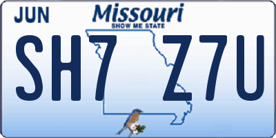 MO license plate SH7Z7U