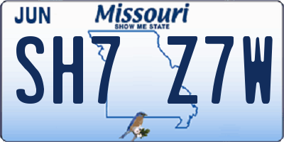MO license plate SH7Z7W