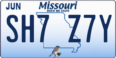 MO license plate SH7Z7Y