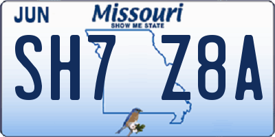 MO license plate SH7Z8A