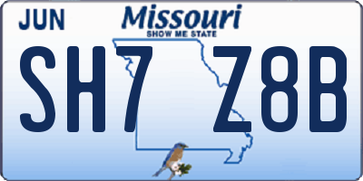 MO license plate SH7Z8B