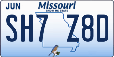 MO license plate SH7Z8D