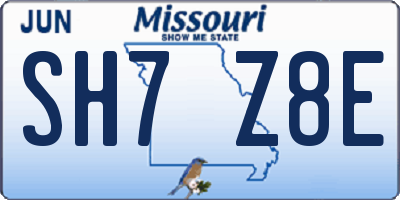 MO license plate SH7Z8E