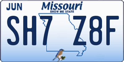 MO license plate SH7Z8F