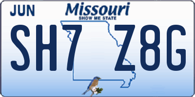 MO license plate SH7Z8G