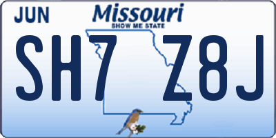 MO license plate SH7Z8J