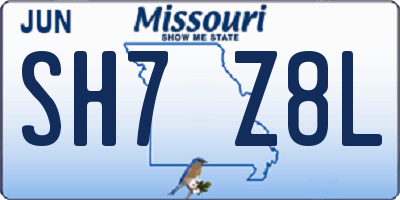 MO license plate SH7Z8L