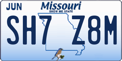MO license plate SH7Z8M