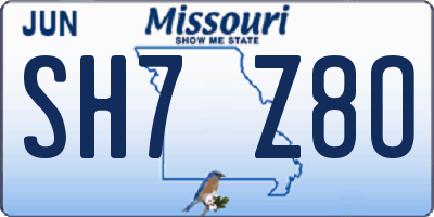 MO license plate SH7Z8O