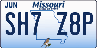 MO license plate SH7Z8P