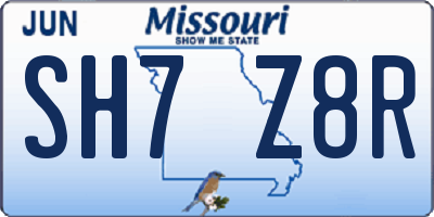 MO license plate SH7Z8R