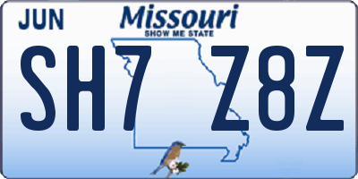 MO license plate SH7Z8Z