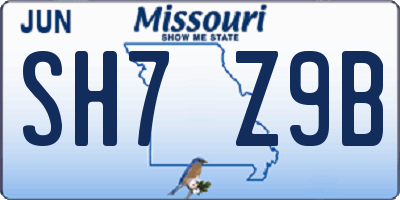 MO license plate SH7Z9B