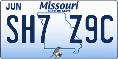 MO license plate SH7Z9C