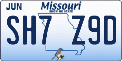 MO license plate SH7Z9D