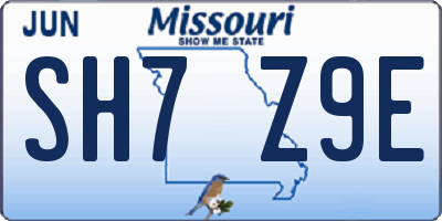 MO license plate SH7Z9E