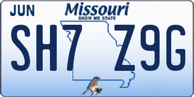 MO license plate SH7Z9G