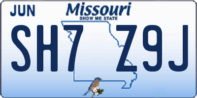 MO license plate SH7Z9J