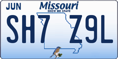 MO license plate SH7Z9L