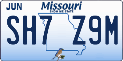 MO license plate SH7Z9M