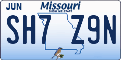 MO license plate SH7Z9N
