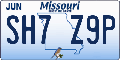 MO license plate SH7Z9P