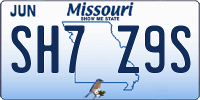 MO license plate SH7Z9S