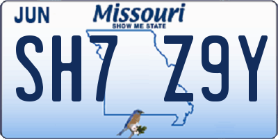 MO license plate SH7Z9Y