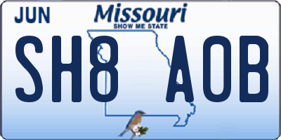 MO license plate SH8A0B