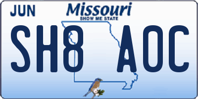 MO license plate SH8A0C