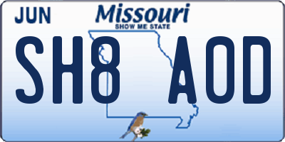 MO license plate SH8A0D