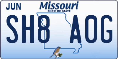 MO license plate SH8A0G