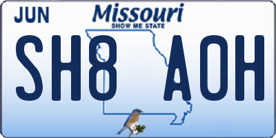 MO license plate SH8A0H