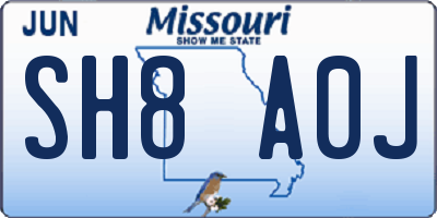 MO license plate SH8A0J