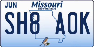 MO license plate SH8A0K