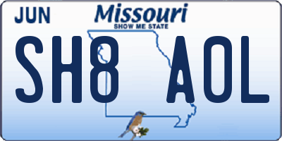 MO license plate SH8A0L